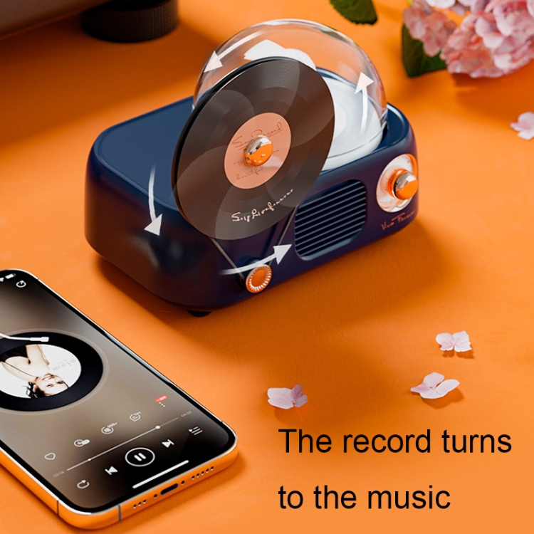 Y02 Retro-Vinyl-Plattenspieler, kabelloser Bluetooth-Lautsprecher,  Umgebungslicht, Aromatherapie, Bluetooth-Audio (blau)