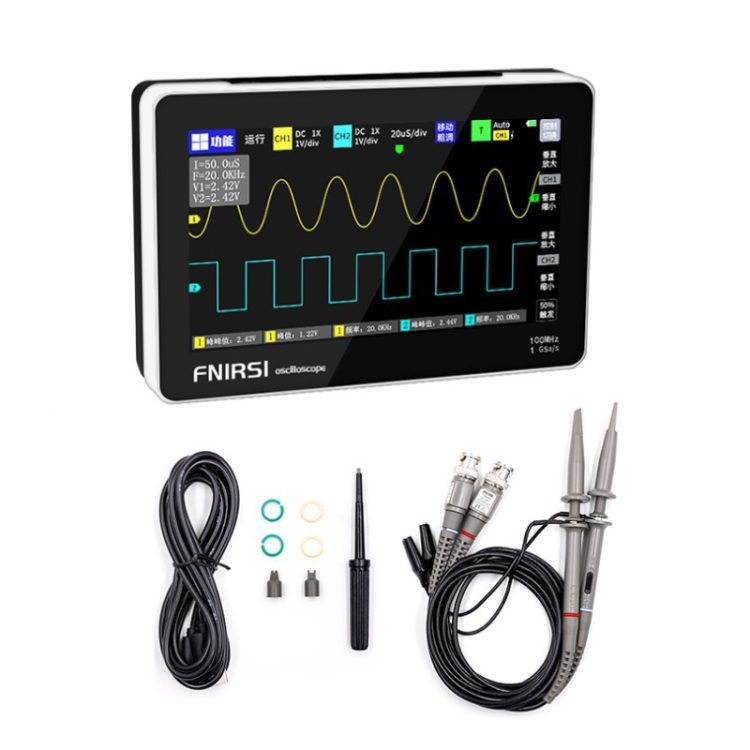 FNIRSI 1014D 2 in 1 Oscilloscopio digitale a banda larga 100M a doppio  canale Generatore di