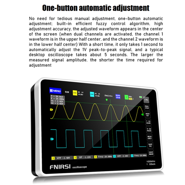 FNIRSI 1013D 1GS Sampling Dual Channel 100M Bandwidth Oscilloscopio Digitale,  Spina DEGLI STATI UNITI(Italiano)