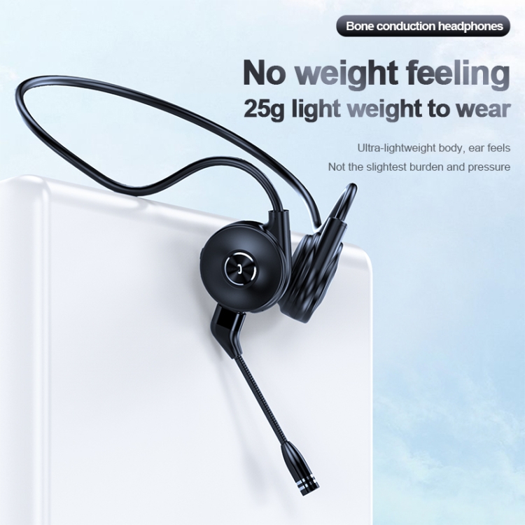 Fones de ouvido de condução óssea sem fio Bluetooth 5.3 Negro