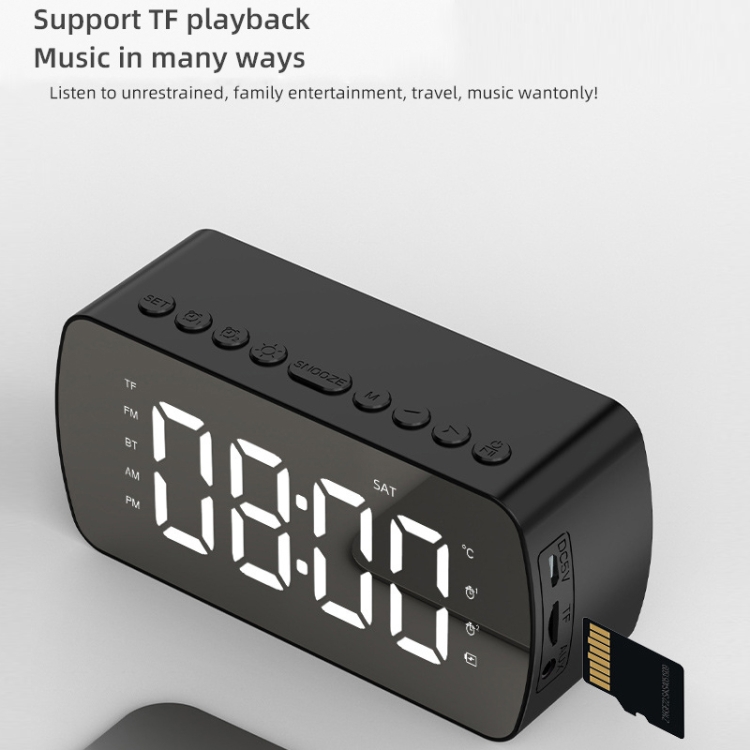 Q5 Outdoor Portable Card Bluetooth Speaker Small Clock Radio, Color: Black 1400mAh Q5 Outdoor Portable Card Bluetooth Speaker Small Clock Radio, Color: Black 1400mAh