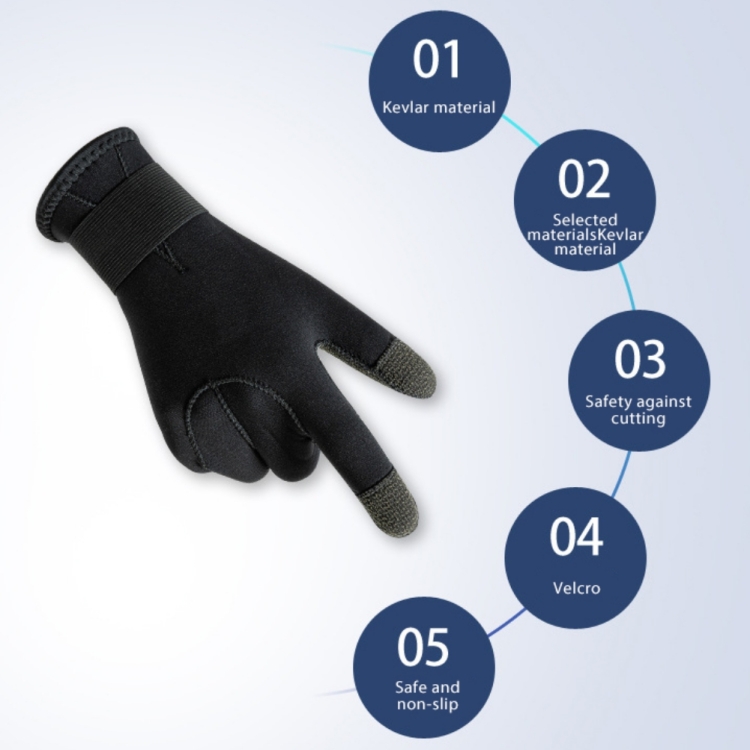 1pair 3mm Diving Gloves Swimming Fish Catching Non-slip Anti-stab Gloves  For Adult, Size: M