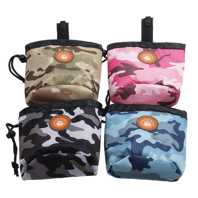 Multifunctional Pet Training Camouflage Snacks Bag Portable Dog Walking  Belt Bag(Black White)