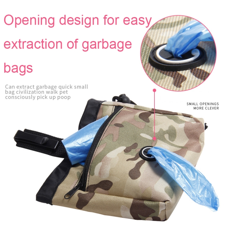 Multifunctional Pet Training Camouflage Snacks Bag Portable Dog Walking  Belt Bag(Black White)