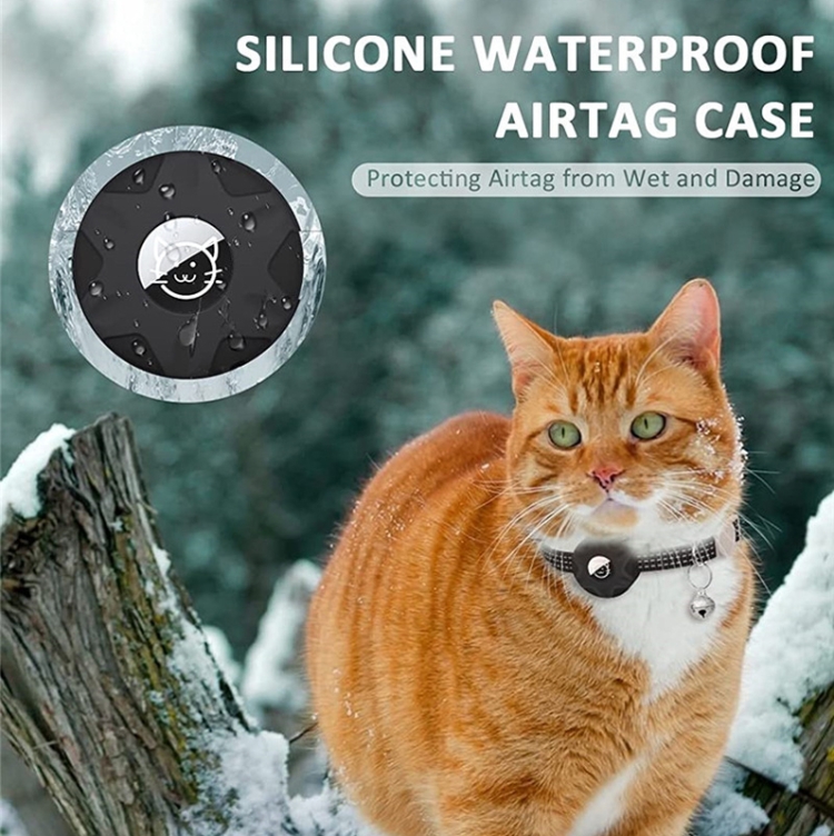 Pour étui en silicone AirTag Tracker collier de chat réfléchissant