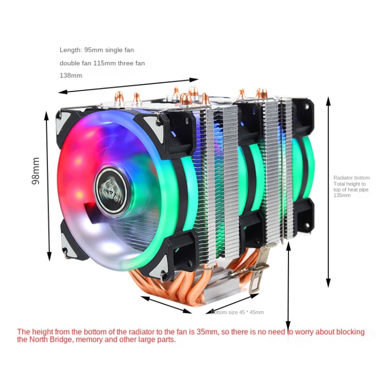 Desktop Computer Double Copper Tube CPU Radiator Super Quiet Without ...