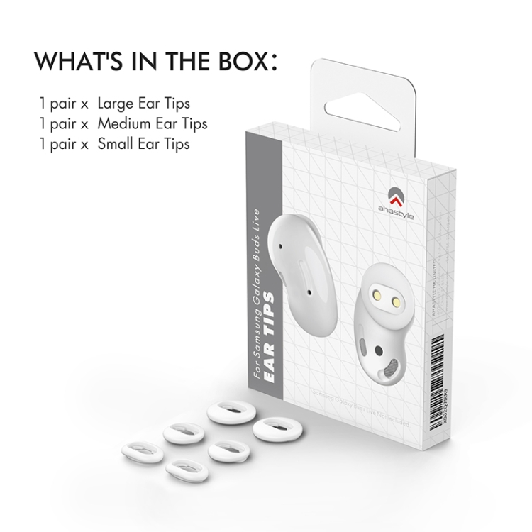 For Samsung Galaxy Buds Live AhaStyle PT132 S+M+L Silicone Earbud(White)