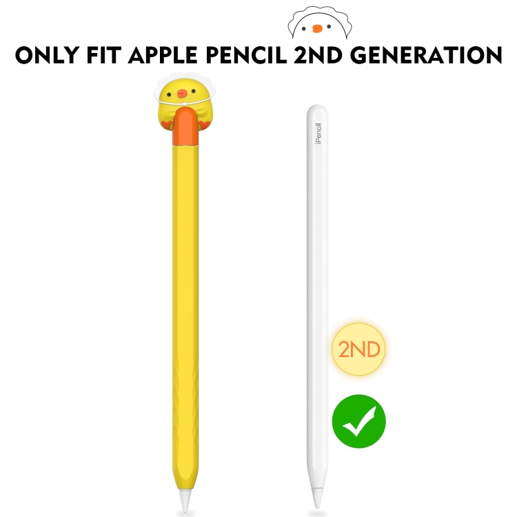 Para Apple Pencil 2 AhaStyle PT-LC129 Estuche para bolígrafo Estuche protector de silicona con dibujos animados (Blanco vaca) - B3
