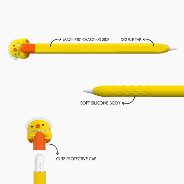 Para Apple Pencil 2 AhaStyle PT-LC129 Estuche para bolígrafo Estuche protector de silicona con dibujos animados (Blanco vaca) - B5