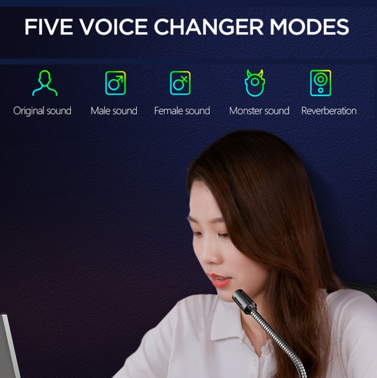 Micrófono USB para juegos Tarjeta de sonido integrada 5 modos de cambio de voz con iluminación RGB - 3