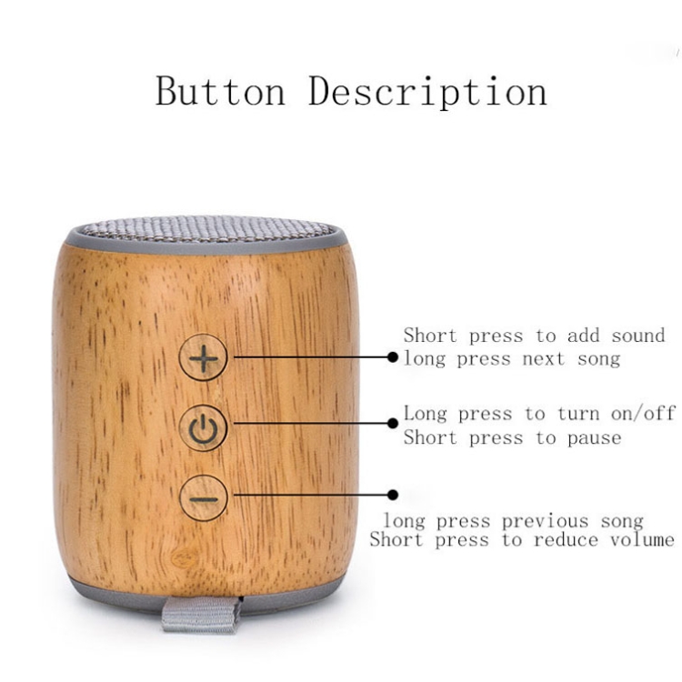 BT811 Mini Wooden Wireless Bluetooth Speaker Support TF Card & 3.5mm AUX(Black) BT811 Mini Wooden Wireless Bluetooth Speaker Support TF Card & 3.5mm AUX(Black)