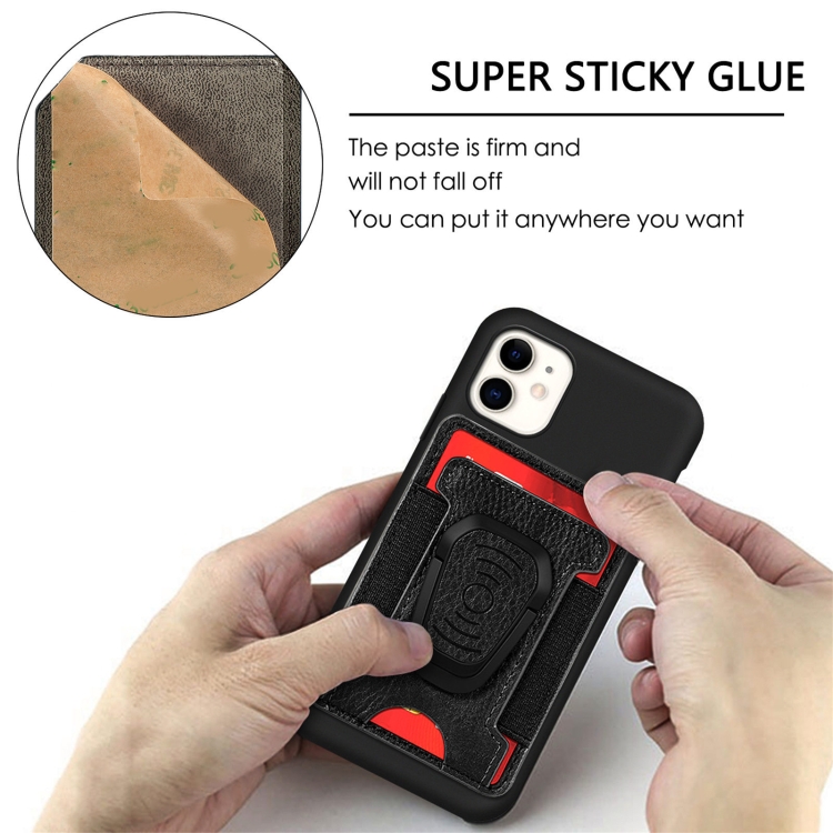 Adhesive Phone Card Holder Wallet With Rotatable Stand(Black) Adhesive Phone Card Holder Wallet With Rotatable Stand(Black)