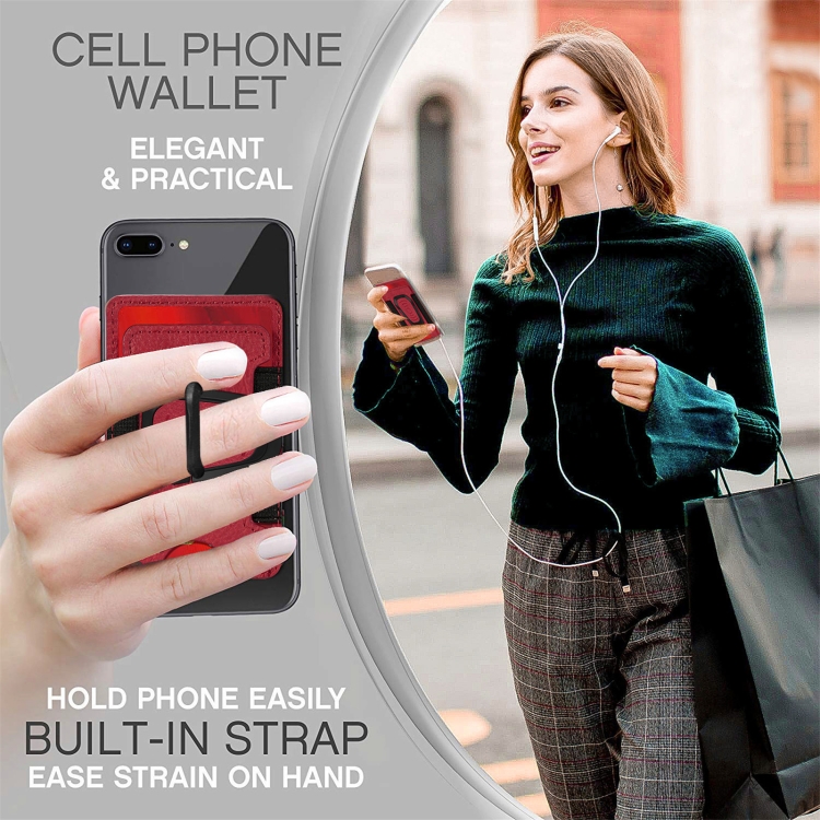 Adhesive Phone Card Holder Wallet With Rotatable Stand(Black) Adhesive Phone Card Holder Wallet With Rotatable Stand(Black)