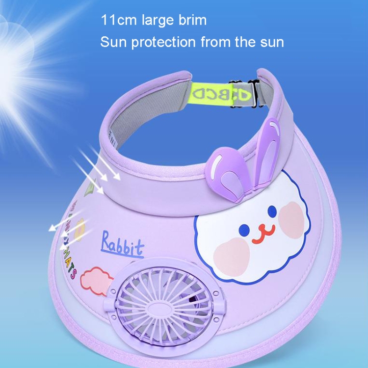 XBG-1053 With Fan Children Sun Hat Cartoon Sunscreen Empty Hat(Pink Bunny)