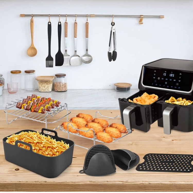  Dual Air Fryer Accessories Set of 6 for Ninja Foodi AF300UK,  AF400UK, Instant Vortex, Tower T17088, Salter Dual Zone Deep Air Fryers  7.6L-9.6L : Home & Kitchen