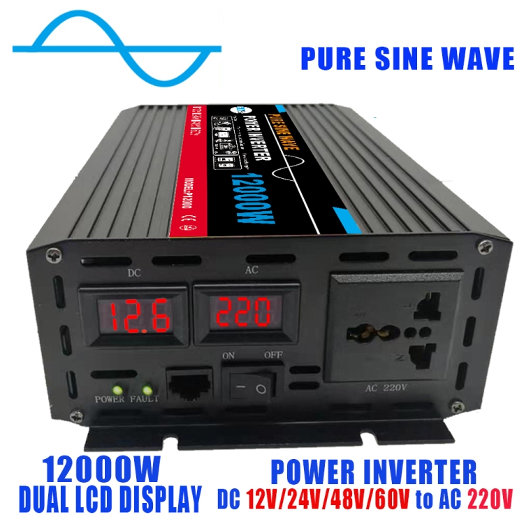 4000W Inverter a onda sinusoidale pura Convertitore di tensione DC 12V-220V  LCD