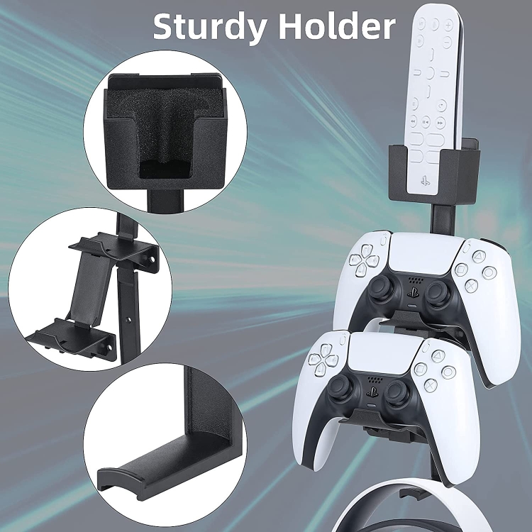 VIVO Black Steel Wall Mount Designed for PS5 Console, 2 Controller Mounts