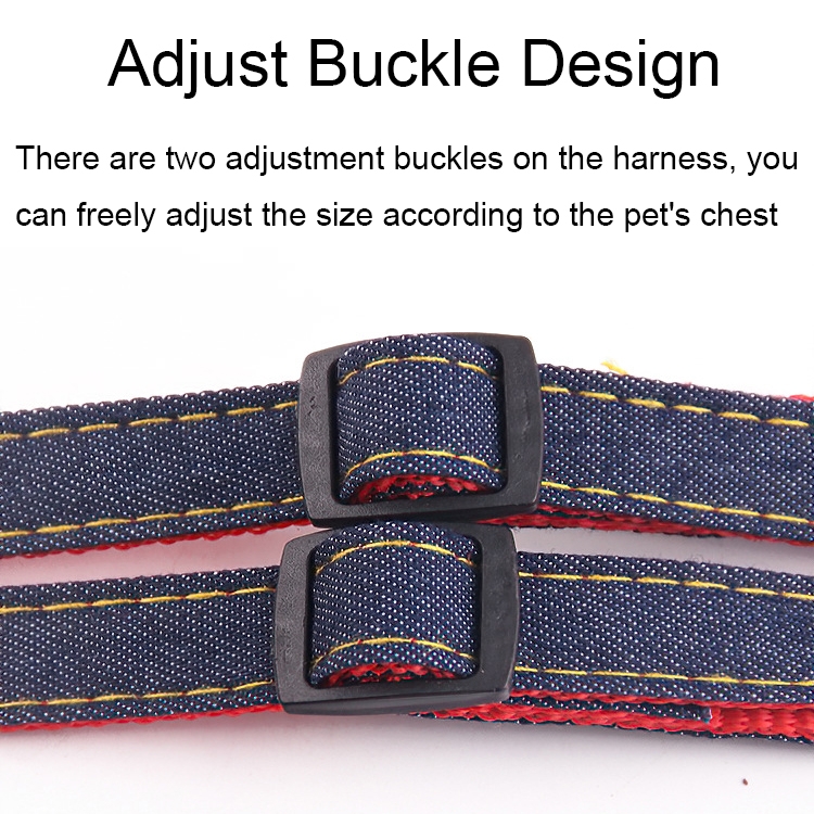BG-Q1025 Leash+Chest Strap Thickened Strong Denim Pet Dog Leash Set, Size: L(Blue)