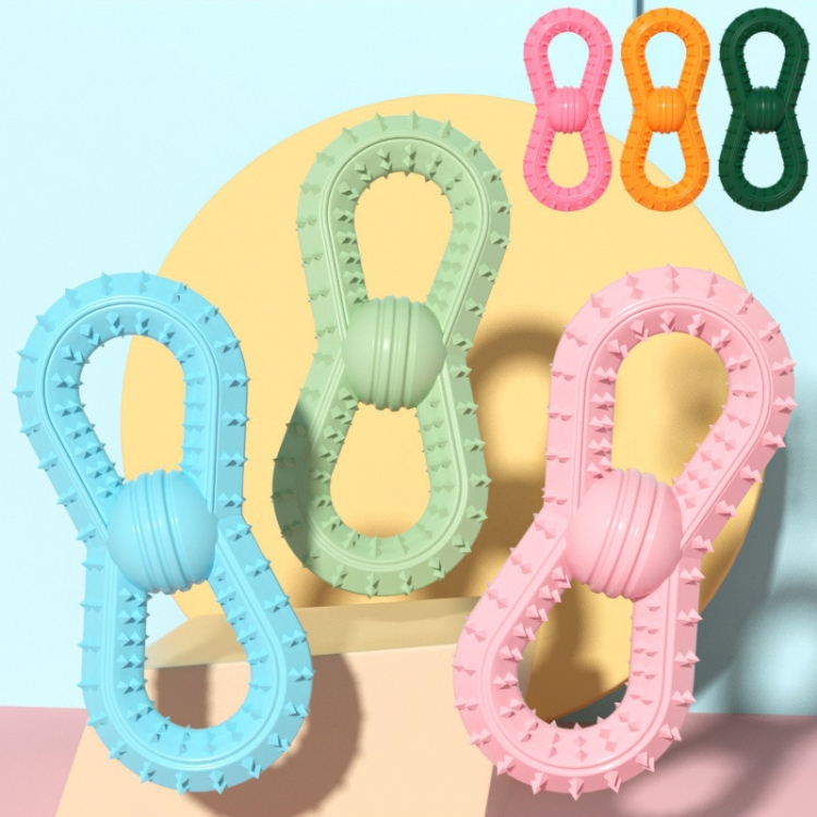 BG5039 Número 8 Forma Palo de dentición para perros TPR Bola de juguete para masticar mascotas (Rosa roja) - B1