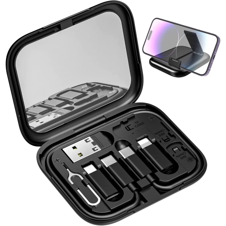 HE-C098 Multi-Functional USB Adapter Charging Cable Kit With Makeup Mirror & Phone Holder(White) HE-C098 Multi-Functional USB Adapter Charging Cable Kit With Makeup Mirror & Phone Holder(White)