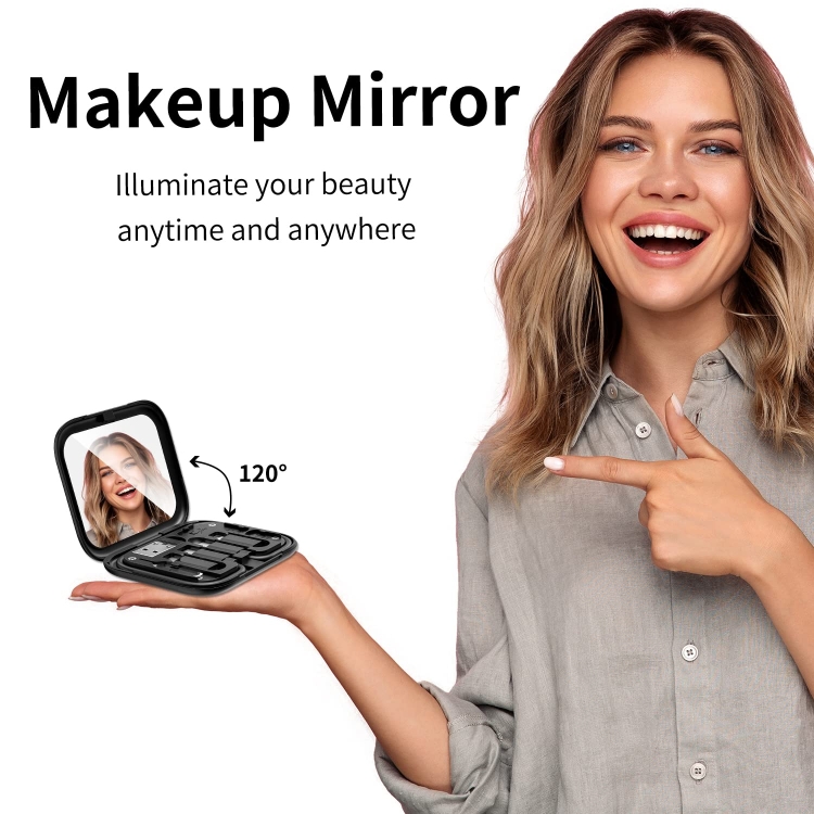HE-C098 Multi-Functional USB Adapter Charging Cable Kit With Makeup Mirror & Phone Holder(White) HE-C098 Multi-Functional USB Adapter Charging Cable Kit With Makeup Mirror & Phone Holder(White)
