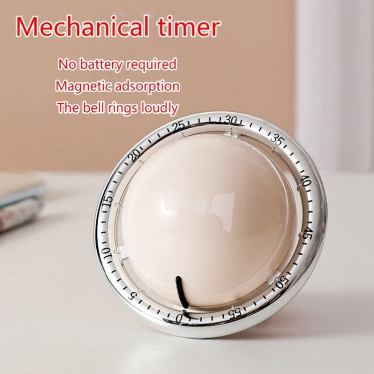 Kitchen Mechanical Timer Reminder Visual Time Manager Magnetic Suction  Alarm Clock(Ivory White)