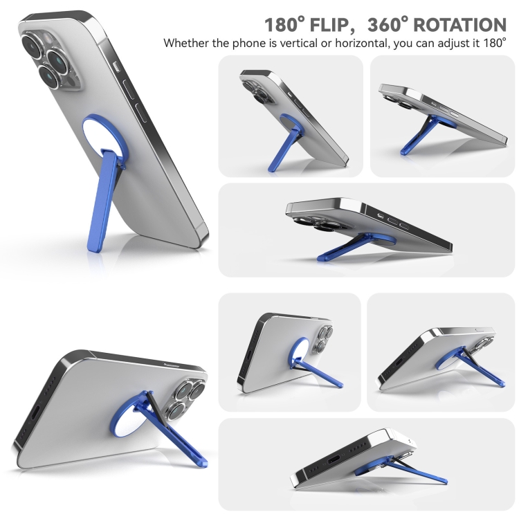 Aluminum Alloy Mobile Phone Bracket Ultra-thin Rotating Back Stick Lollipop Mirror Bracket(Blue) Aluminum Alloy Mobile Phone Bracket Ultra-thin Rotating Back Stick Lollipop Mirror Bracket(Blue)