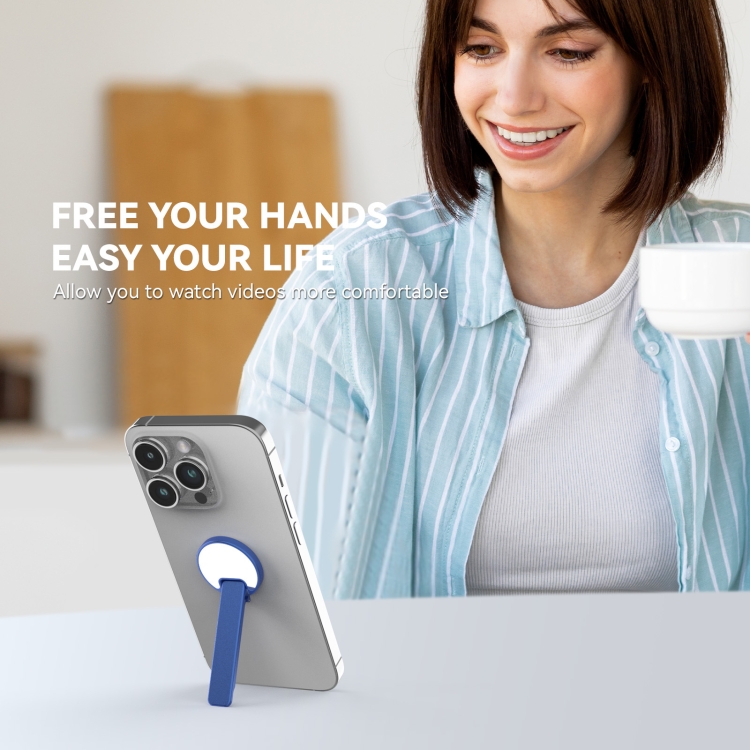 Aluminum Alloy Mobile Phone Bracket Ultra-thin Rotating Back Stick Lollipop Mirror Bracket(Blue) Aluminum Alloy Mobile Phone Bracket Ultra-thin Rotating Back Stick Lollipop Mirror Bracket(Blue)