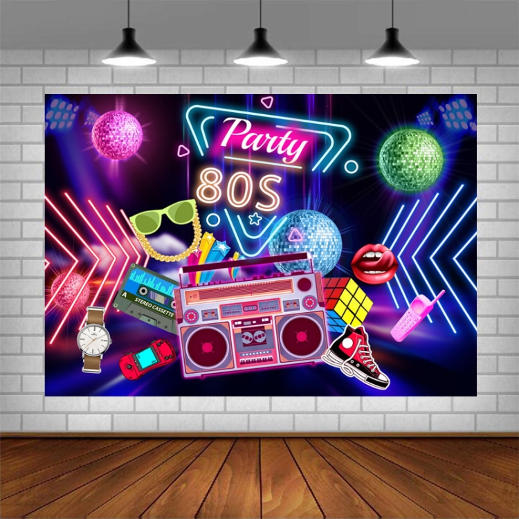 80S Theme Backdrop, 80S And 90S Theme Party Backdrop - 5X3FT(1.5X1M)