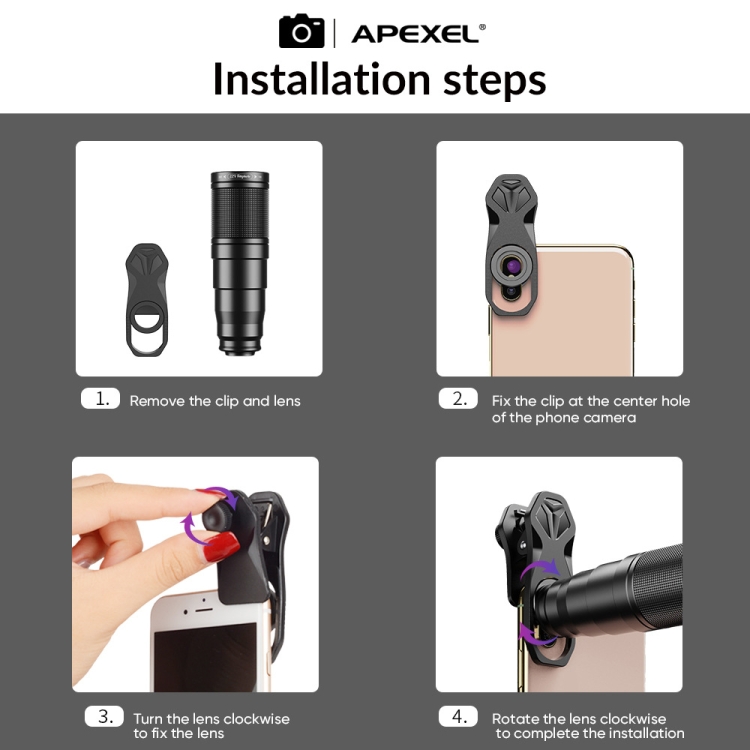 APEXEL APL-22XDG9 22X External Camera Adjustable Focus Mobile Phone Lens(10 in 1) APEXEL APL-22XDG9 22X External Camera Adjustable Focus Mobile Phone Lens(10 in 1)