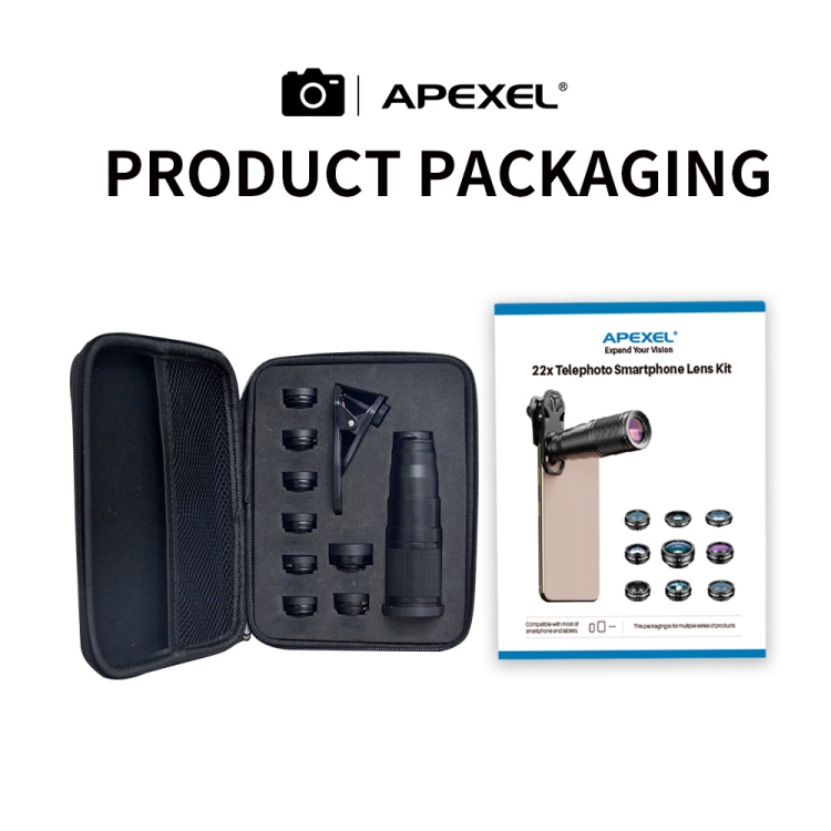 APEXEL APL-22XDG9 22X External Camera Adjustable Focus Mobile Phone Lens(10 in 1) APEXEL APL-22XDG9 22X External Camera Adjustable Focus Mobile Phone Lens(10 in 1)