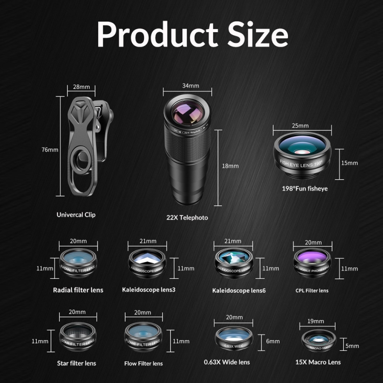 APEXEL APL-22XDG9 22X External Camera Adjustable Focus Mobile Phone Lens(10 in 1) APEXEL APL-22XDG9 22X External Camera Adjustable Focus Mobile Phone Lens(10 in 1)