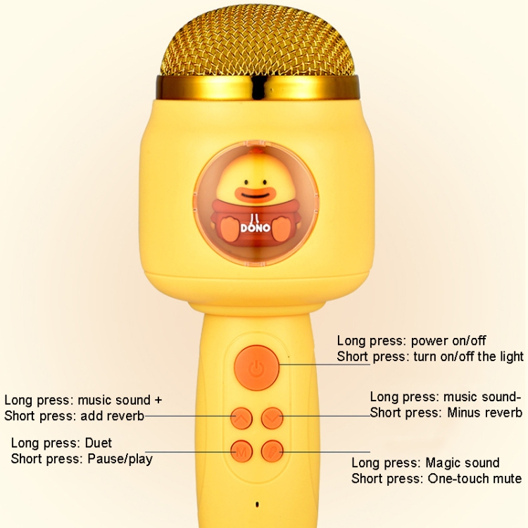 Micrófono inalámbrico para niños Micrófono para cantar con teléfono Bluetooth (Amarillo) - B2