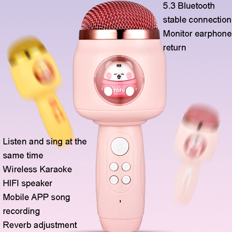 Micrófono inalámbrico para niños Micrófono para cantar con teléfono Bluetooth (Amarillo) - B3