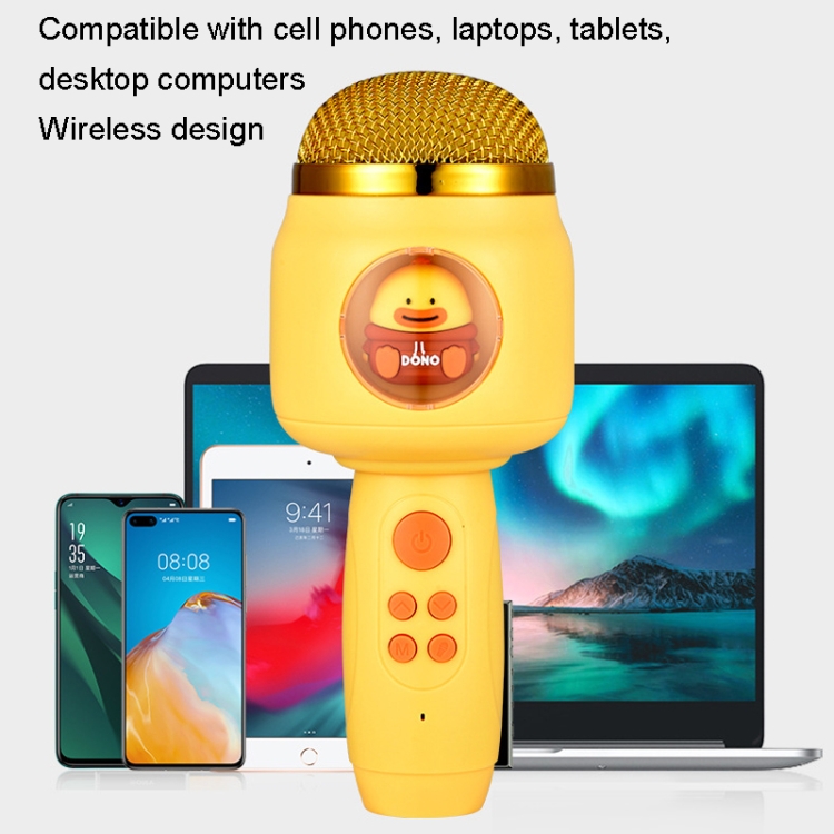 Micrófono inalámbrico para niños Micrófono para cantar con teléfono Bluetooth (Amarillo) - B8