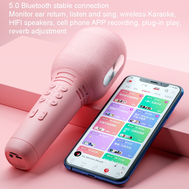 K9 Micrófono inalámbrico Bluetooth Micrófono para cantar en el teléfono móvil (Negro) - B5