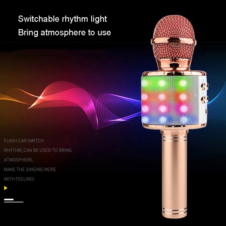 WS-858L Luz LED Intermitente Micrófono de capacitancia inalámbrico Viene con Audio Teléfono móvil Bluetoon Micrófono en vivo (Oro) - B10