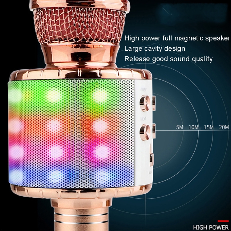 WS-858L Luz LED Intermitente Micrófono de capacitancia inalámbrico Viene con Audio Teléfono móvil Bluetoon Micrófono en vivo (Oro) - B7