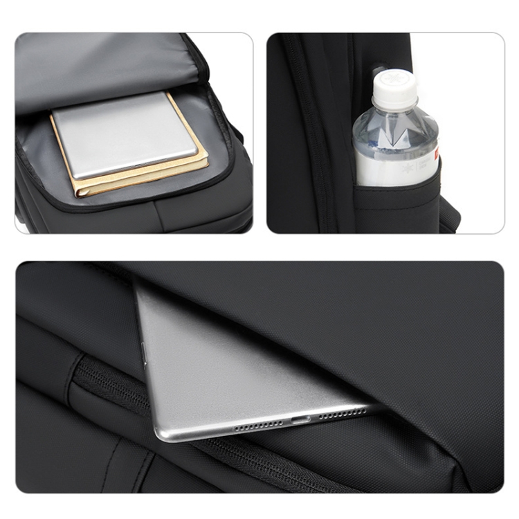Mochila para portátil de gran capacidad, impermeable, resistente al desgaste, con orificio de carga USB (gris) - B5