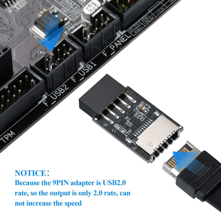 Cabecera del panel frontal USB 2.0 Adaptador interno USB de 9 pines a USB 2.0 tipo E - 4