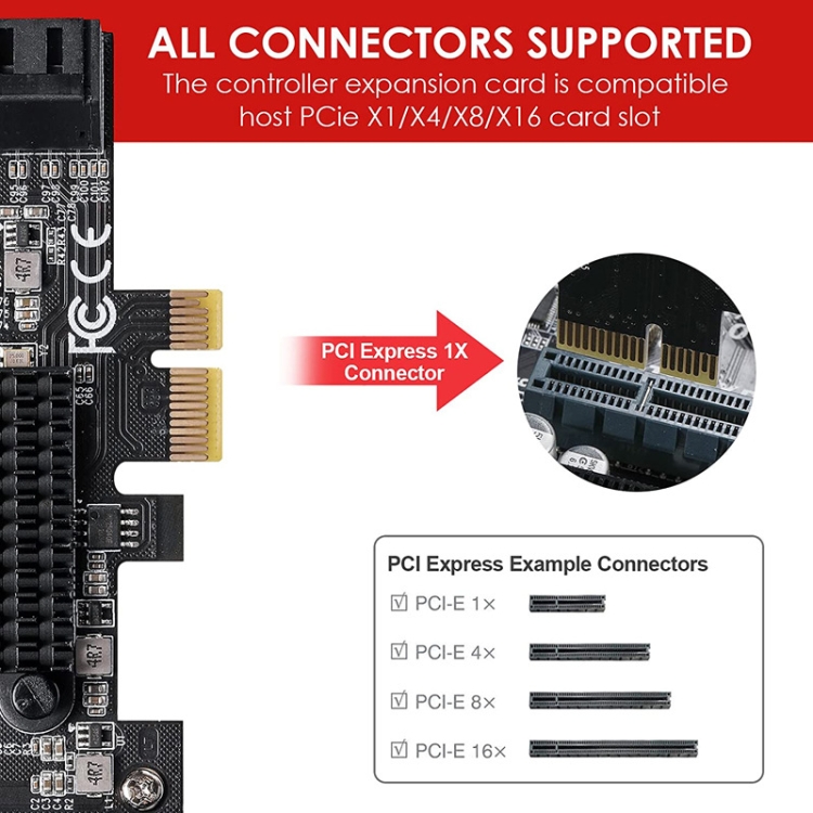 PCI-E 1X GEN3 a SATA3.0 Tarjeta de expansión 2 puertos 6Gbps Expansión de transferencia Disco duro IPFS - 3