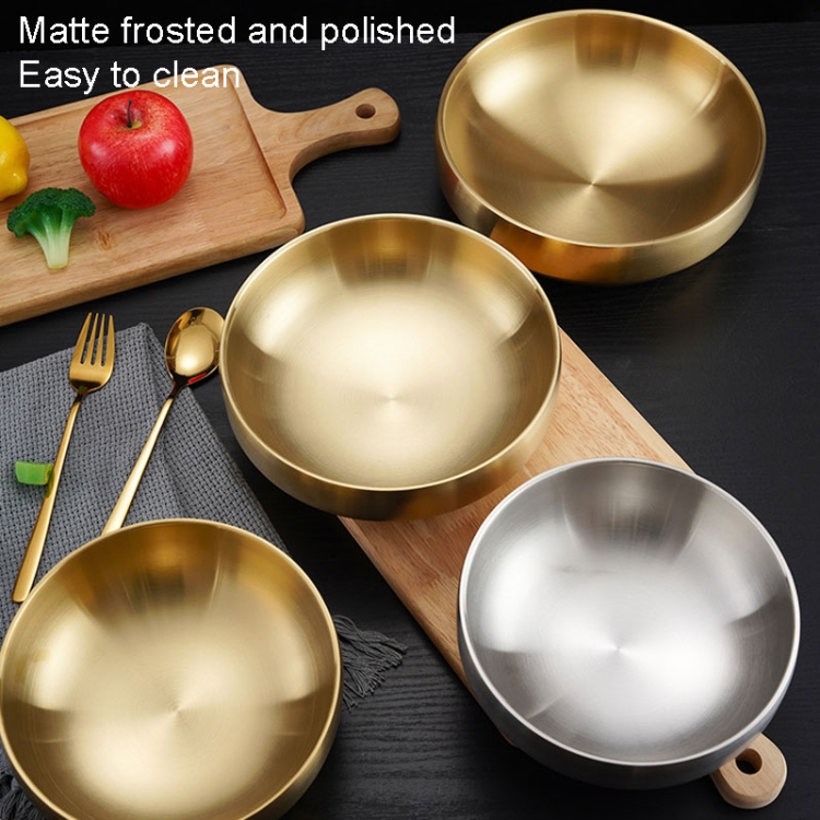 Stainless Steel Double Thickened Cold Noodle Bowl Rice Bowl 19cm (Silver)