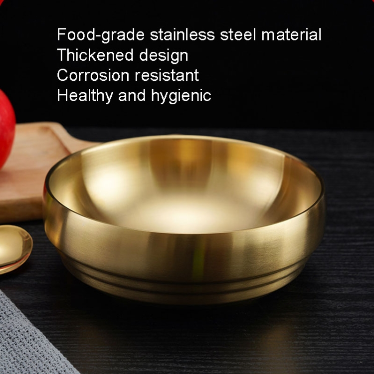 Stainless Steel Double Thickened Cold Noodle Bowl Rice Bowl 19cm (Silver)