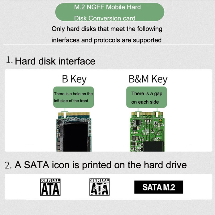 NGFF M.2 Bkey SATA Disco duro SSD a USB3.1 Tipo-C / Tarjeta de conversión de tarjeta de expansión USB-C (Negro) - B10