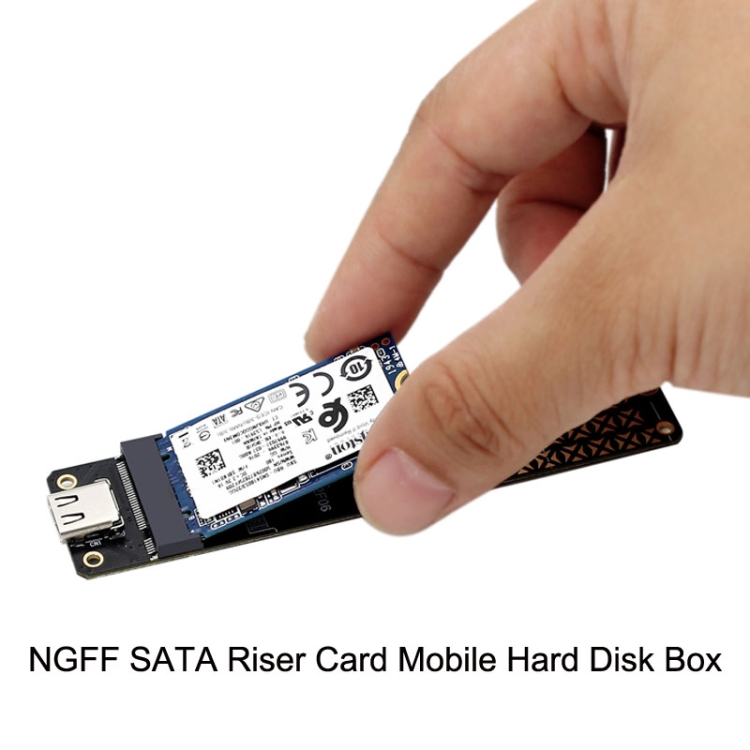 NGFF M.2 Bkey SATA Disco duro SSD a USB3.1 Tipo-C / Tarjeta de conversión de tarjeta de expansión USB-C (Negro) - B4