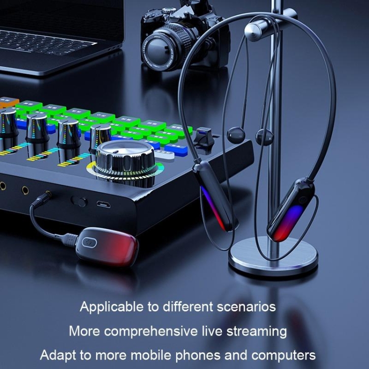 With Atmosphere Lamp Hanging Neck Bluetooth Earphone, Style: Earphone With Atmosphere Lamp Hanging Neck Bluetooth Earphone, Style: Earphone