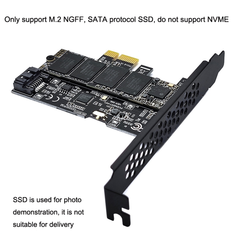 PCI-E a SATA3.0+M2 NGFF Tarjeta de expansión 6G Tarjeta de transferencia de disco duro (Negro) - B6