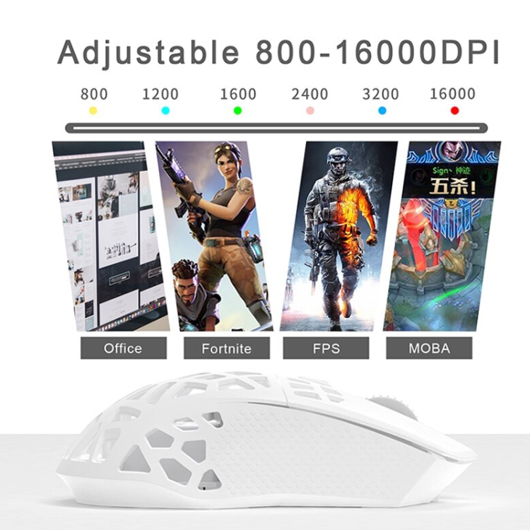 Ajazz i339Pro 7 Teclas 16000DPI Inalámbrico/Con cable Dual Mode Gaming Macro Driver Mouse (Blanco) - B4
