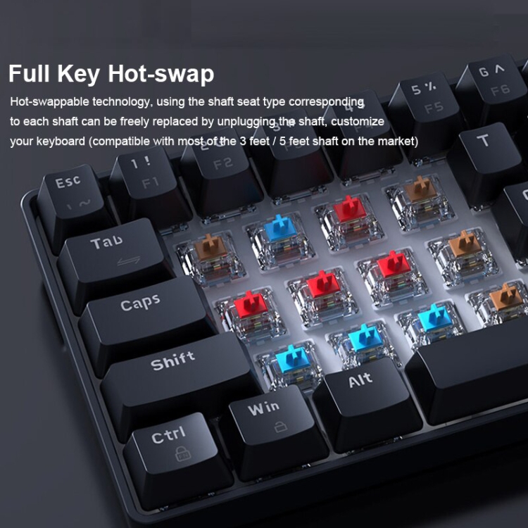 Ajazz AK692 Wired/Wireless/Bluetooth 69-Key Three-Mode Hot Swap RGB ...