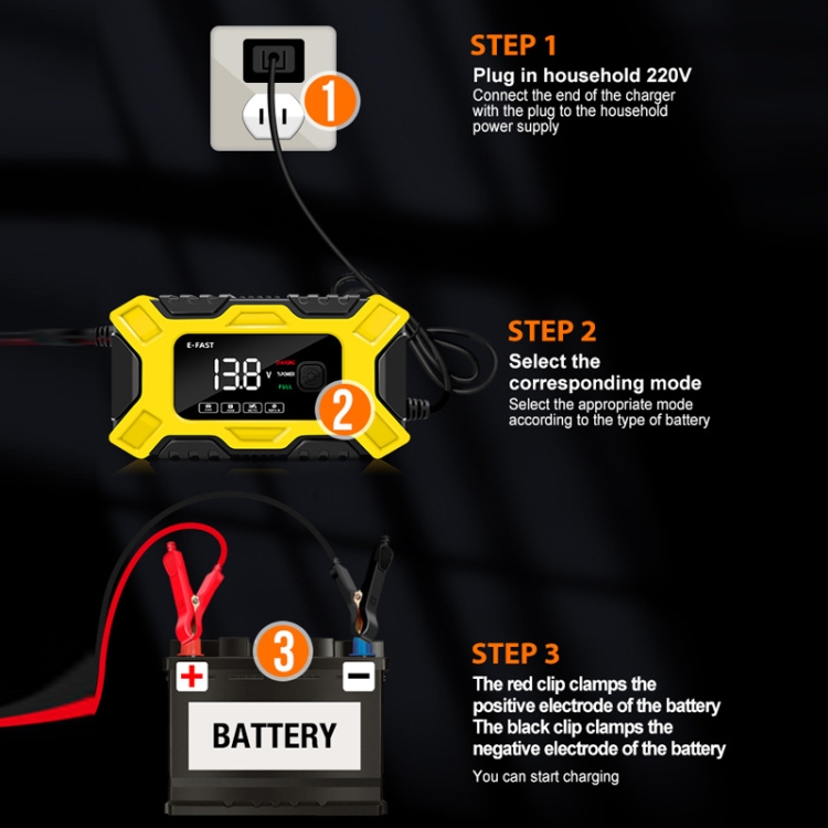 E-FAST 12V Motorrad-Autobatterie-Notstart-Ladegerät (JPN-Stecker)